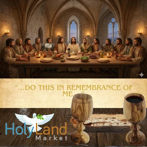 Miniatura 8 de Holy Land Market Juego de tazas y platos de comunión de madera de olivo, juego de comunión tallado a mano en Belén, para adoración de la iglesia