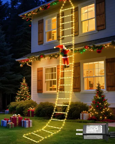 Miniatura 11 de 98 luces LED de Navidad para interiores y exteriores, 2.5 pies, luces decorativas de escalera de Navidad con Papá Noel, 8 modos, luz impermeable