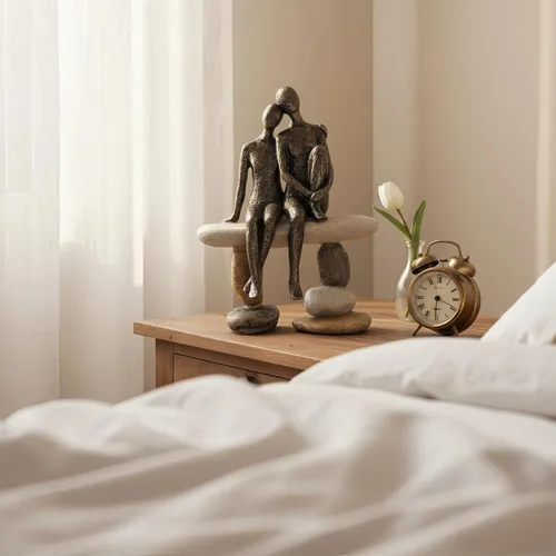 Miniatura 5 de Lescafita Figurillas Románticas de Pareja Escultura – Escultura Abstracta de Pareja en Banco de Piedra, Estatua de Decoración Moderna para el Hogar