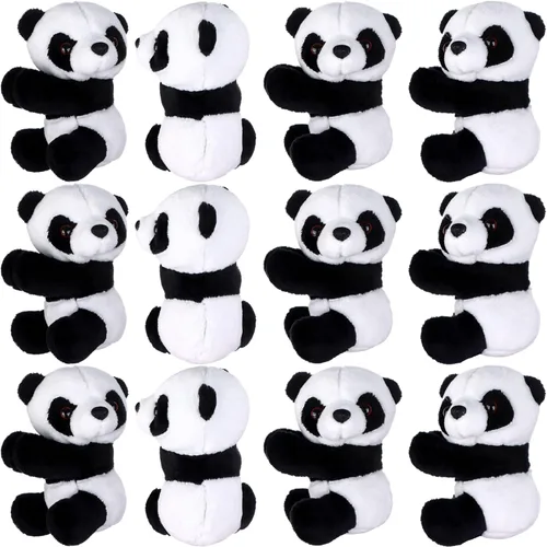 12 piezas de panda de dedo de peluche de 4 pulgadas, clips de cortina para notas, clips para fotos, lindo juguete de panda para niños, decoración