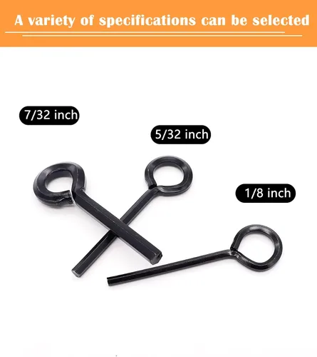 Miniatura 3 de 12 piezas Llaves hexagonales estándar de 1/8" con bucle completo, llave de puerta Allen de metal para dispositivo de salida de pánico de barra