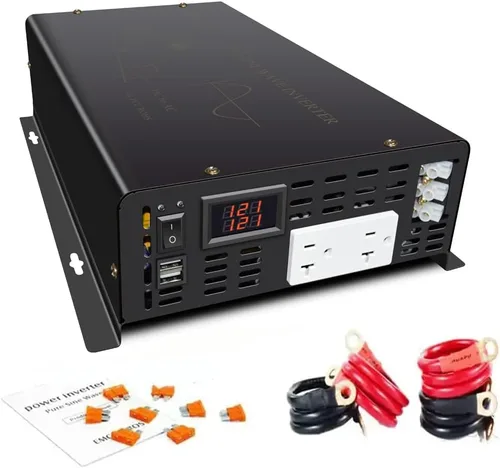 Miniatura 9 de WZRELB Inversor de onda sinusoidal pura continua de 1500W DC 12V a AC Inversor de potencia de coche 120V con puntos de alimentación dual de CA