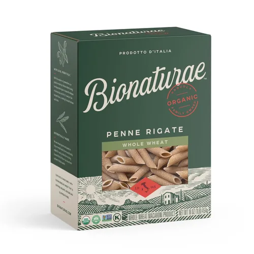 Miniatura 10 de Bionaturae Penne Rigate - Fideos de pasta de trigo integral, certificado Kosher, alto contenido de proteínas, verificado sin OMG, certificado USDA