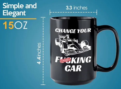 Miniatura 5 de Taza de café Racer de 15 onzas, color negro, cambia tu coche, Fuel Speed Racer Car Guys Circuit Automotriz Racing Boy Regalos para él, papá