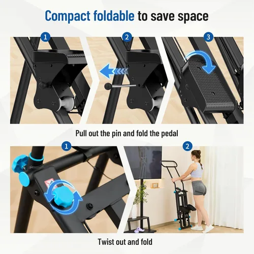 Miniatura 9 de HXD-ERGO Stair Stepper for Home, New Version 6 Adjustable Resistance Vertical Climber Cardio Exercise Machine, Folding Stair Climber for Full Body