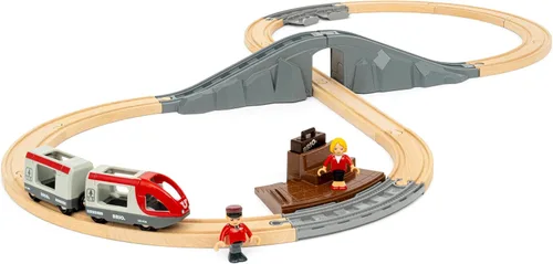 Miniatura 4 de BRIO World – 36079 Set básico de viaje de tren de madera Set de juguete de tren de madera de 22 piezas para niños a partir de 3 años
