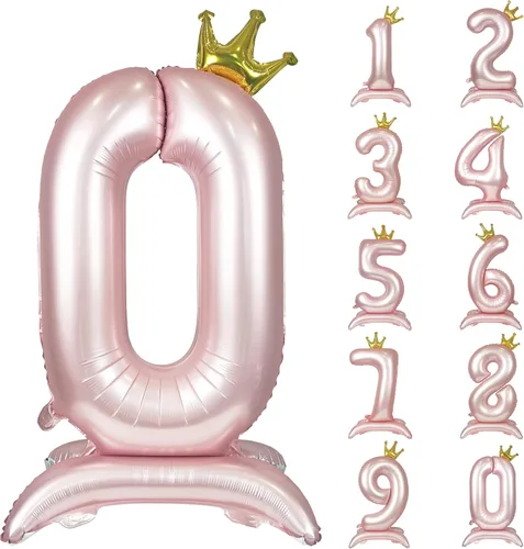 Miniatura 60 de Globos de aluminio grandes con corona negra número 0 para niños y niñas, cumpleaños, boda, aniversario, fiesta, baby shower, suministros 0
