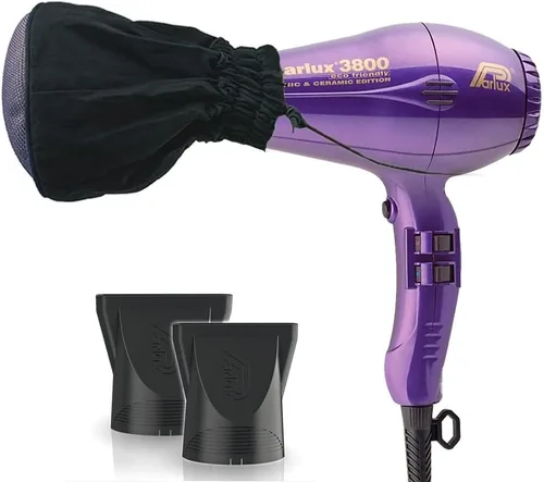 Miniatura 6 de Parlux 3800 - Secador de pelo iónico y de cerámica ecológico negro + difusor de malla metálica M Hair Designs (paquete), ligero, de secado rápido