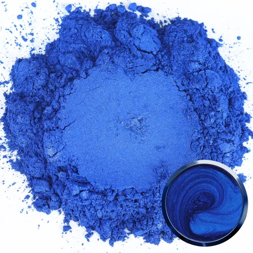 Miniatura 2 de Matio Polvo de mica azul para resina epoxi, 50g/1.8oz Polvo de mica con efecto nacarado Pigmento de color natural para fabricación de jabón, bomba