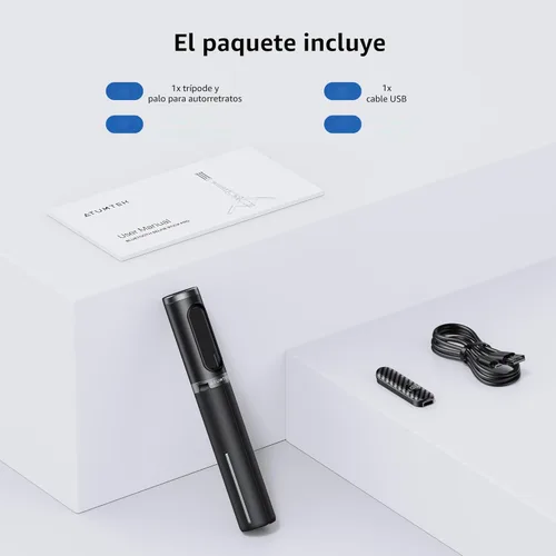Miniatura 9 de ATUMTEK Palo de Selfie Trípode, trípode extensible 3 en 1 de aluminio para teléfono con control remoto Bluetooth desmontable, compatible con iPhone