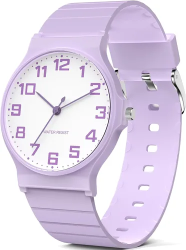 Miniatura 10 de Reloj analógico para niños y niñas, resistente al agua hasta 30M, reloj deportivo para niños, fácil de leer, con esfera fina, correa suave