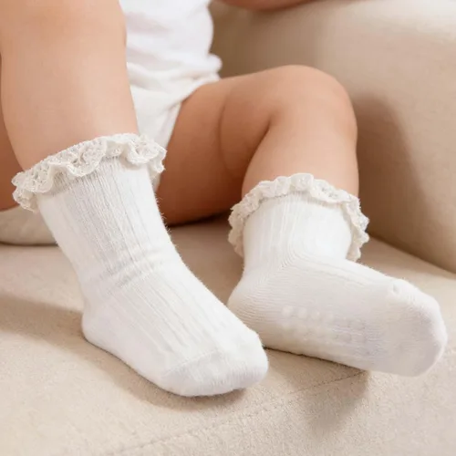 Miniatura 4 de Calcetines de Volantes para Niña Bebé, Calcetines Antideslizantes de Agarre para Niñas, Calcetines de Tobillo Frilly de Algodón Lindos para Niñas