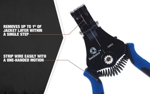 Miniatura 6 de Southwire Herramienta peladora automática – Tiras de cables sólidos de 8-18 AWG y cables trenzados de 10-20 AWG – Acción suave en un solo paso