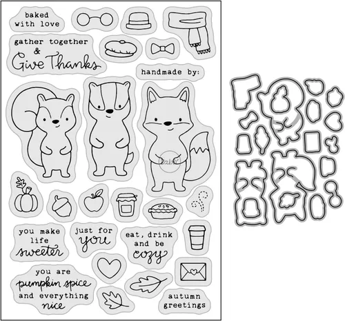 DzIxY Foxes Apple Sellos transparentes y troqueles de corte de metal para hacer tarjetas, kit de papel para álbumes de recortes, suministros de 16