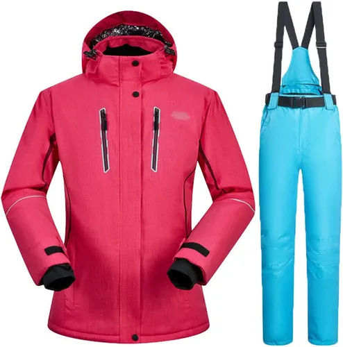 Miniatura 25 de Conjunto de chaquetas y pantalones de esquí para mujer, invierno al aire libre, talla grande, trajes de esquí cálidos con capucha, trajes de nieve E