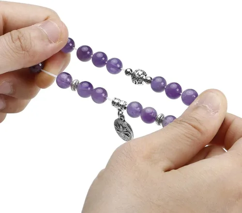 Miniatura 5 de Top Plaza - Juego de pulseras elásticas de piedras de cristal curativo para chakras, yoga, reiki, cuentas de piedras preciosas y cuentas de loto