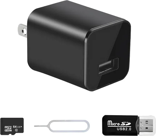NJINALW Cámara cargadora - Cámara pequeña de 1080P solo video con detección de movimiento - Cámara de niñera para seguridad interior en el hogar -