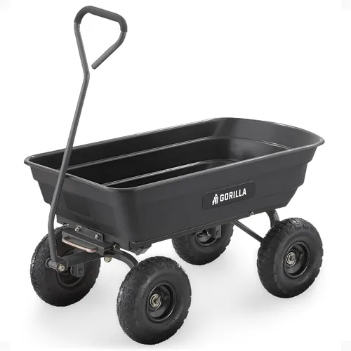 Miniatura 10 de Gorilla Carts Poly Garden Carro Volquete, Contenedor de 4 Pies Cúbicos, Capacidad de Transporte de 600 Libras, Verde – Vagón Utilitario de Servicio