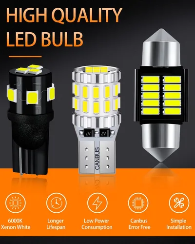 Miniatura 2 de Kit de Paquete de Bombillas LED Blancas Compatible con Toyota Corolla 2003, 2004, 2005, 2006, 2007, 2008, 2009, 2010, 2011, 2012, Luz