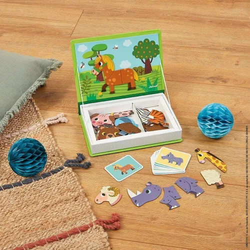 Miniatura 5 de Janod MagnetiBook - Juego magnético de 41 piezas para mezclar y combinar animales, juego creativo, mejora las habilidades motoras, desarrolla