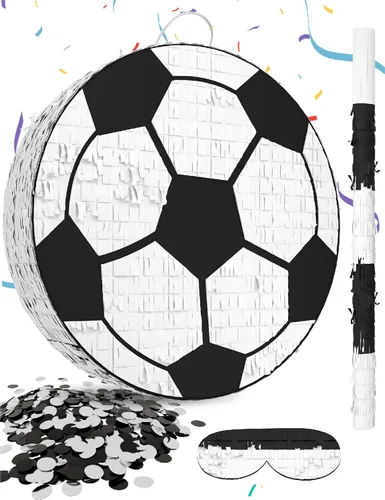 Miniatura 9 de Piñata de pelota de tenis – Incluye palo de madera, vendaje para los ojos y confeti – 13 x 13 x 3 pulgadas – Perfecto para deportes o decoraciones