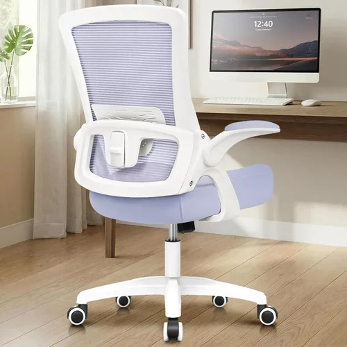 Miniatura 12 de NEO CHAIR Silla de escritorio para oficina y computadora de respaldo alto de malla, asiento para juegos ergonómico ajustable, cómodo, con Beige