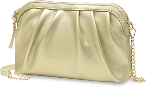 Miniatura 10 de VASCHY Bolso de mano para mujer, de cuero vegano fruncido, pequeño, formal, de noche, bolso cruzado al hombro, boda, fiesta