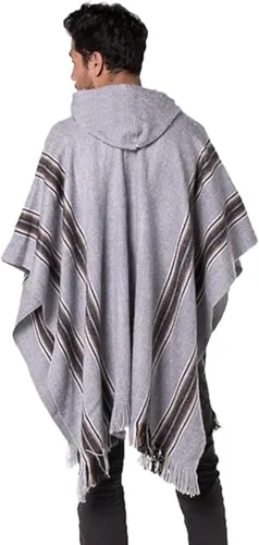 Miniatura 23 de Gamboa Poncho de alpaca para hombre Pancho mexicano con capucha vaquero y ponchos occidentales manta para adultos