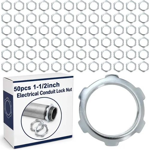 Miniatura 9 de Yaocom 50 piezas de tuercas de bloqueo de conducto eléctrico, tuerca de bloqueo rígida, acero galvanizado, accesorios de conductos eléctricos