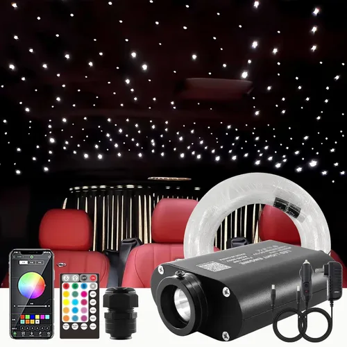 ATOKEE Kit de 150 piezas de techo Starlight activado por sonido, hebras de fibra de 0.03 pulgadas y 6.5 pies, luces de estrella de 16 W para