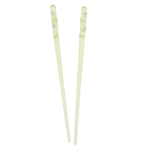 Miniatura 3 de Palitos para cortar el cabello transparente azul con flor de diamante