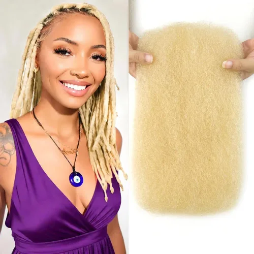 Miniatura 9 de Afro Kinkys - Extensiones de cabello humano trenzado a granel para torsión, 1 paquete de 1.76 oz (50 g), extensiones de rastas de reparación