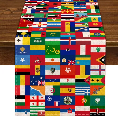 Nepnuser Camino de mesa con bandera internacional para decoración de fiestas temáticas de todo el mundo, Mes Nacional de la Herencia Hispana,