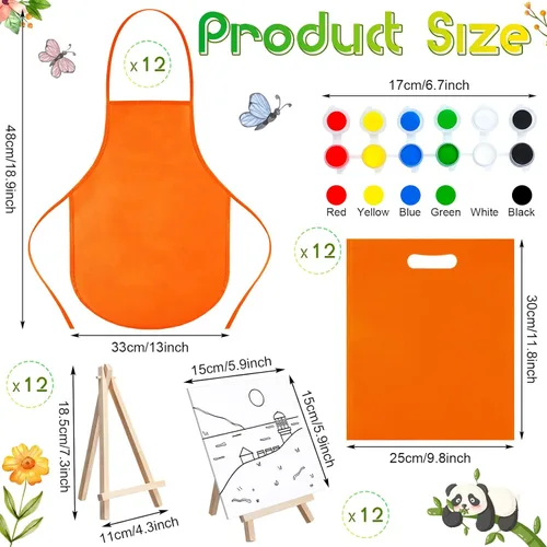 Miniatura 2 de Tenceur 48 piezas de juegos de regalos de fiesta de pintura para niños con 12 piezas de paneles de lienzo predibujados de animales y juego