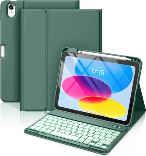 Miniatura 19 de Hamile Funda para iPad de 11ª y 10ª Generación con Teclado - 7 Colores Retroiluminados Inalámbrico Desmontable Funda Folio con Teclado y Soporte