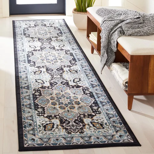 Miniatura 10 de SAFAVIEH Riviera Collection - Alfombra lavable de 2 pies 2 pulgadas x 9 pies, beige y carbón, antideslizante y fácil de limpiar, ideal para sala