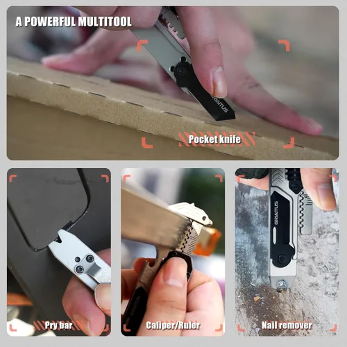 Miniatura 6 de Herramienta multiusos EDC Gear Multitool 7 en 1 con llave, abridor de botellas, rompecristales de ventana de coche, barra de palanca, destornillador