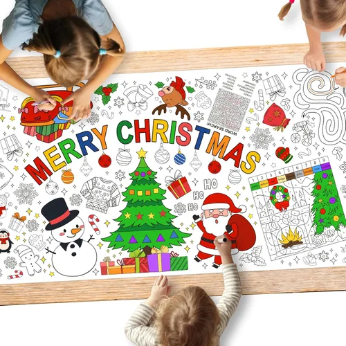 Gatherfun Decoraciones de Navidad - Póster de actividad versátil de 31.5 x 72 pulgadas, pancarta de colorear de fiesta de Navidad/cubierta de mesa