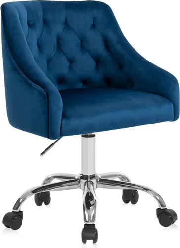Miniatura 9 de Silla de Oficina para el Hogar, Silla Giratoria de Terciopelo Ajustable de Acento/Tocador con Brazos y Ribete de Tachuelas para Dormitorio