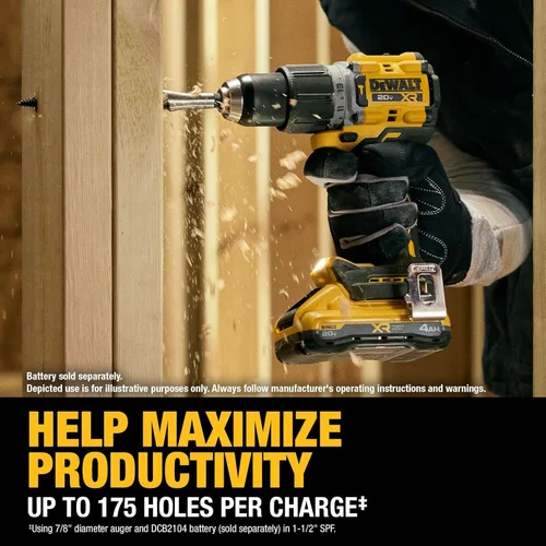 Miniatura 8 de DEWALT Taladro de martillo inalámbrico de 1/2 pulgada sin escobillas MAX XR® de 20 V (solo herramienta) (DCD806B)
