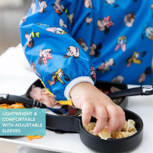 Miniatura 4 de Bumkins Disney - Babero de manga larga para bebé, de tela impermeable de manga larga, con bolsillo para atrapar migas, delantal ajustable