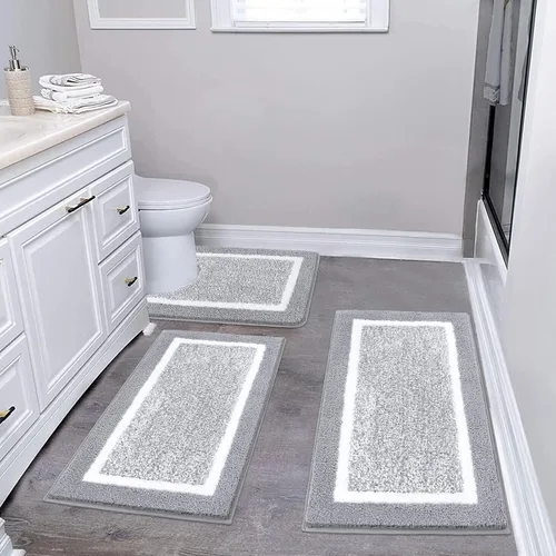 Miniatura 46 de Pauwer Juego de baño, alfombras de baño antideslizantes, alfombras de ducha absorbentes para suelo de baño, bañera y ducha, color azul aguamarina