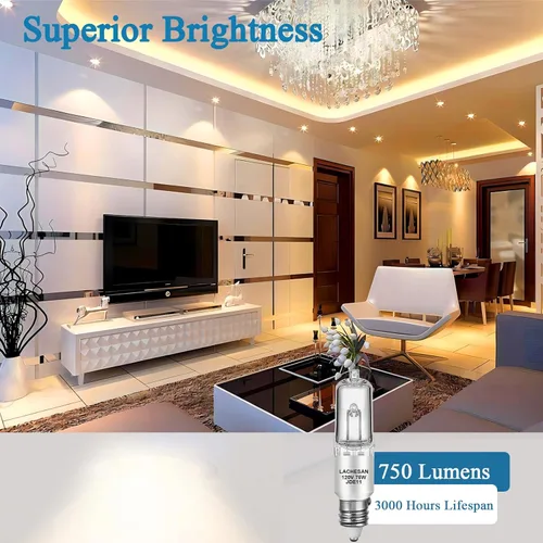 Miniatura 3 de JDE11 - Bombilla halógena E11 de 120 V, 75 W, E11, base de mini candelabro regulable T4 (bombilla LED E11 de reemplazo), 2700 K blanco cálido