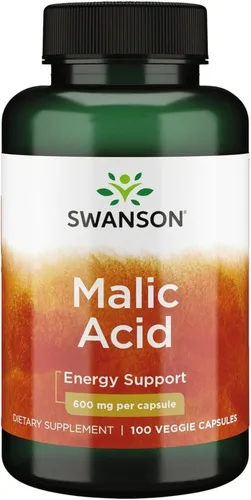 Swanson Ácido málico, suplemento natural que promueve la producción de energía celular, fórmula de suplemento para ayudar a nutrir y energizar los