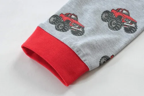 Miniatura 7 de Little Hand Pijamas para niños pequeños, Monster Truck 100% algodón, dinosaurio para niños, 2 piezas, ropa de dormir, conjuntos de ropa de dormir