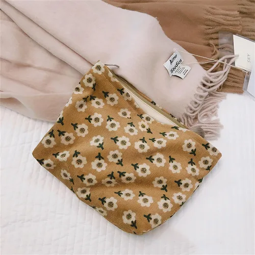 Miniatura 9 de Bolsa de maquillaje estética HAPPYHEIDI, bolsa de cosméticos y artículos de aseo con cremallera para viajes, con forro de lona, organizador de 001