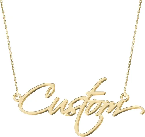 UMAGICBOX Collar con nombre personalizado, elige entre 14 estilos de fuente, colgante personalizable chapado en oro de 18 quilates, regalo ideal