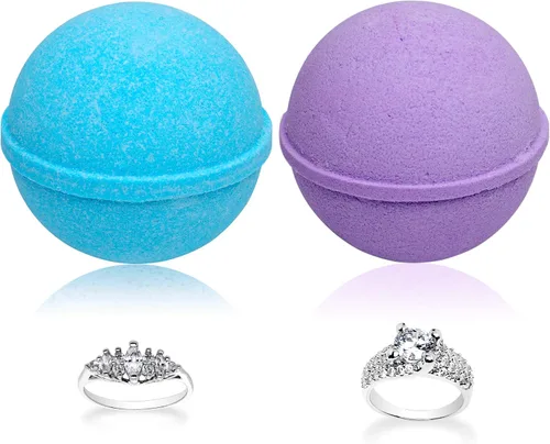 Miniatura 6 de Ocean Breeze - Juego de 2 bombas de baño de lavanda con anillo sorpresa tamaño 7 en el interior, cada uno fabricado en Estados Unidos