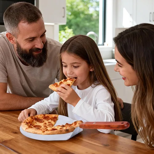 Miniatura 7 de IUAQDP Espátula de pizza de acero inoxidable, pala de cáscara, elevador de pasteles, mango de madera, soporte para placa de hornear, pizza casera