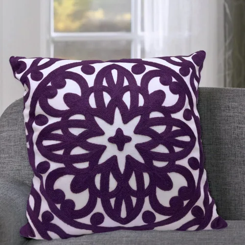 Miniatura 39 de Alysheer - Funda de almohada lumbar decorativa bordada 12" x 20", patrón de bordado clásico Boho Mandala, funda de cojín rectangular de algodón